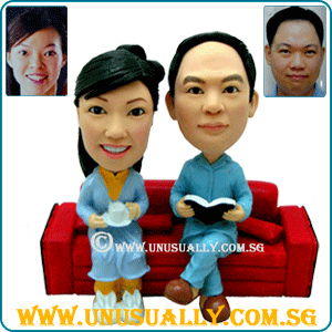 Custom 3D Sweet Lovely Couple Sitting On Sofa Figurines